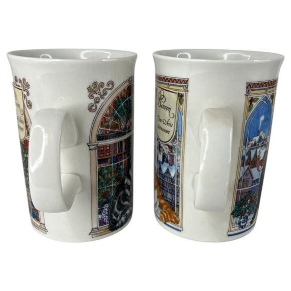4 Dunoon window Christmas Cat Mugs Sue Scullard Stoneware Made Scotland Vintage - Picture 3 of 11